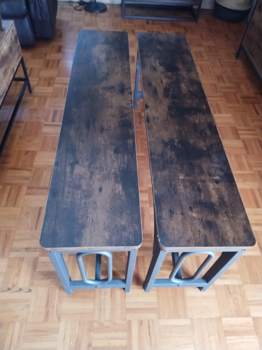Rustic Wood Dining Table with 2 Benches - photo 2
