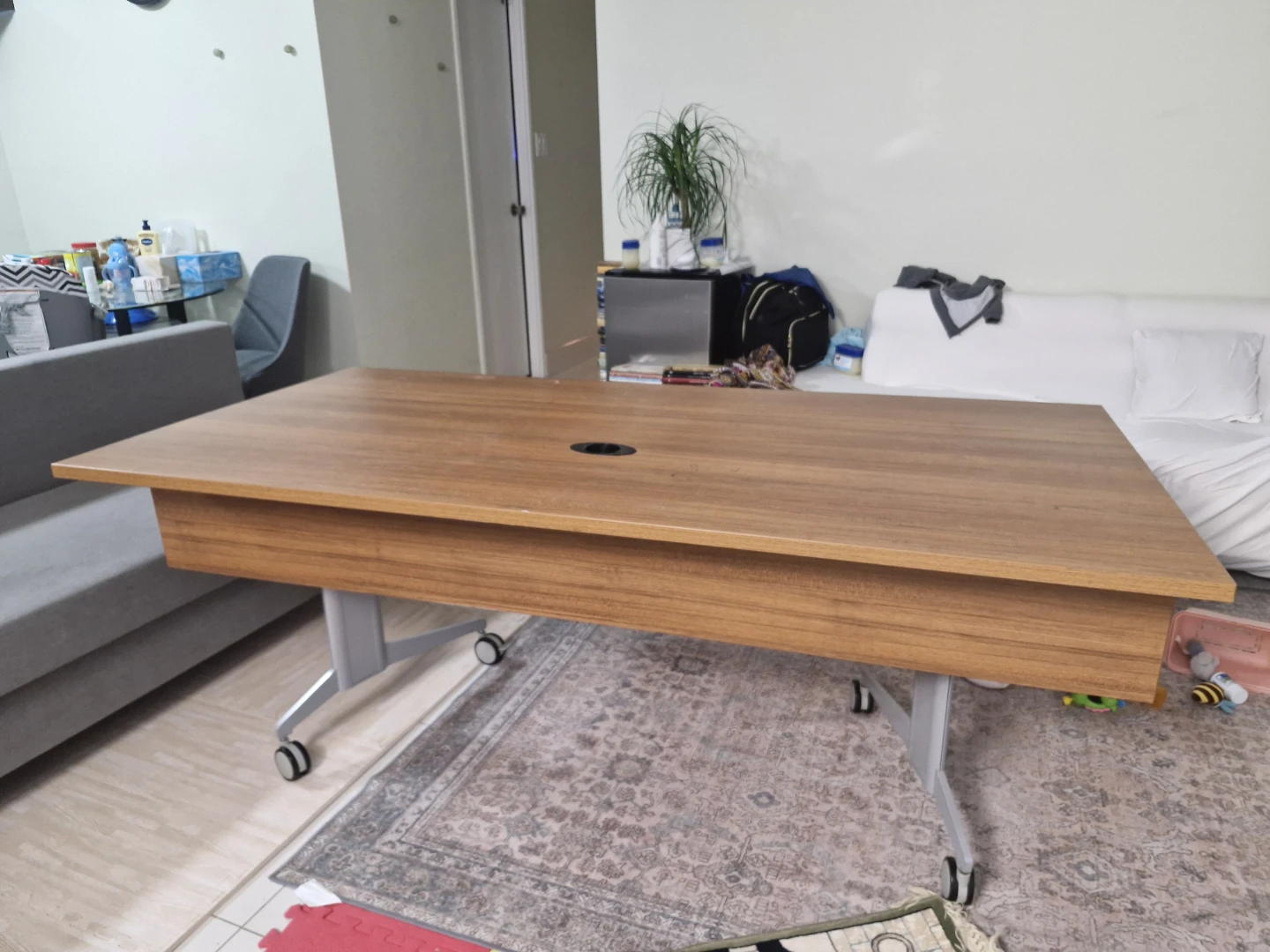Wooden Folding Table with Wheels