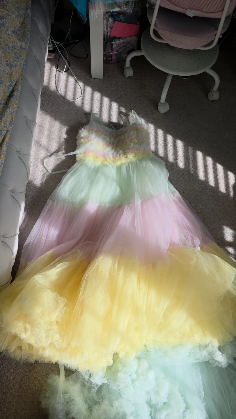 Pastel Rainbow Tulle Gown Dress