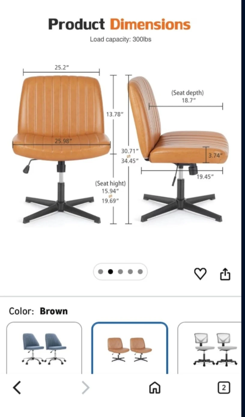 Brand new adjustable Brown leather vanity + office chair - photo 4