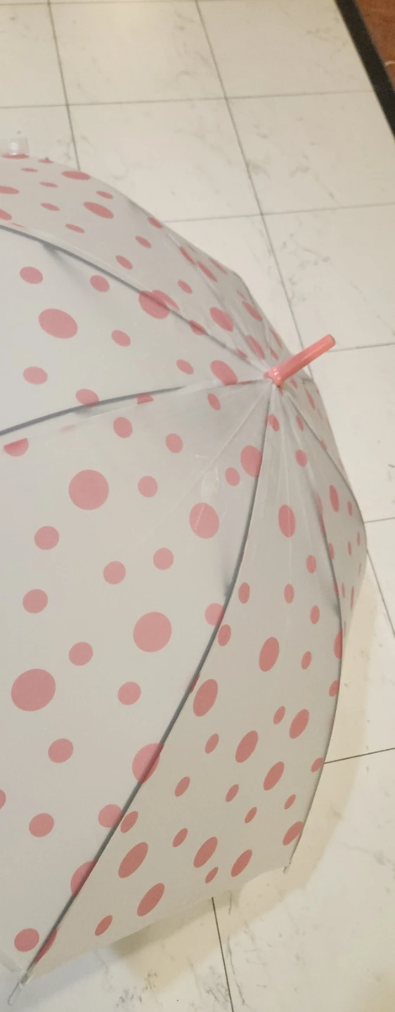 Clear Dome Umbrella with Pink Polka Dots - photo 3