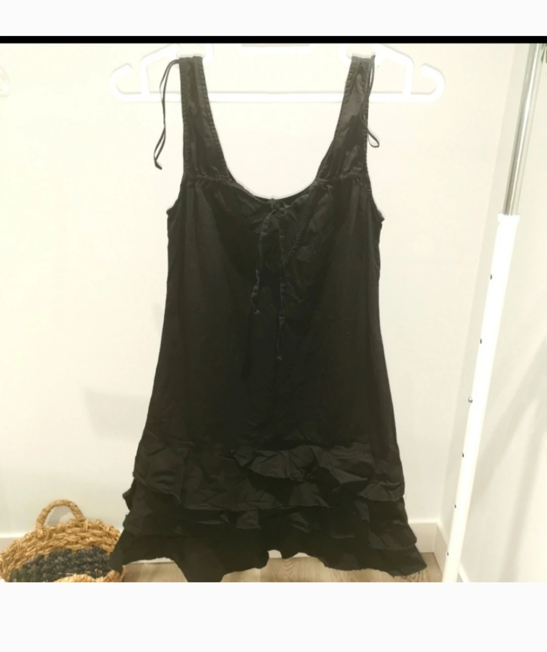 Zara black sleeveless ruffle dress
