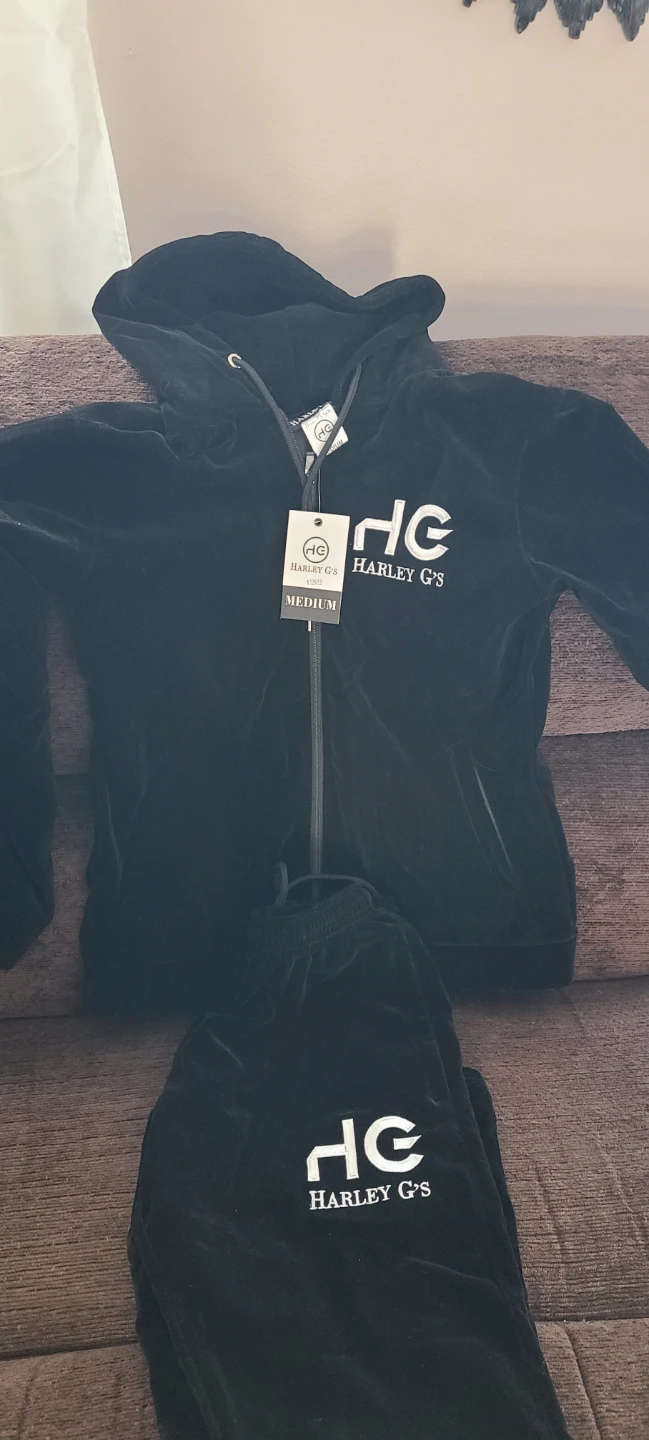 Harley G's Velour Tracksuit Set - Black, Medium