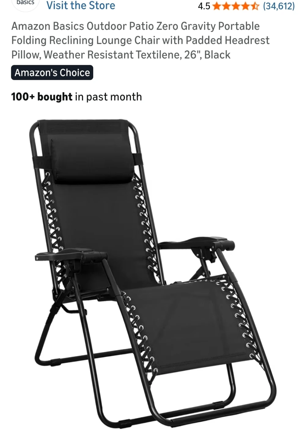 Zero Gravity Reclining Lounge Chair w/ Padded Headrest Pillow - photo 2