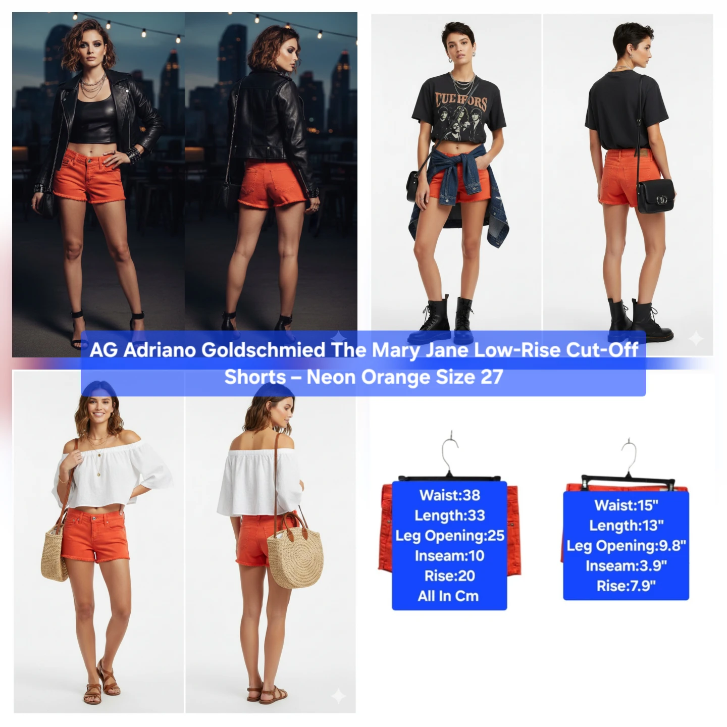 🏆 AG Adriano Goldschmied The Mary Jane Low-Rise Shorts Size 27