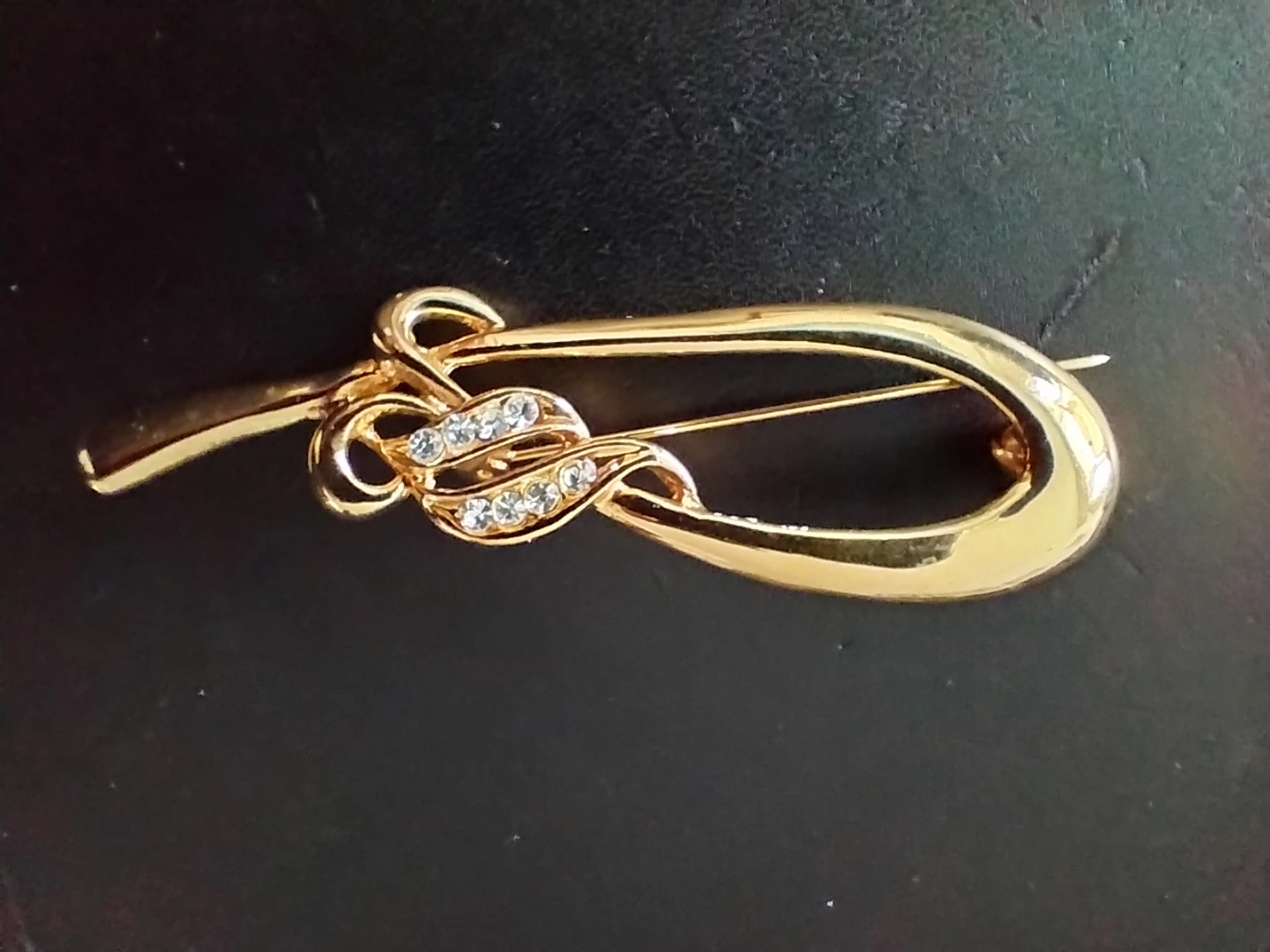 Gold Tone Brooch with Rhinestones - photo 3