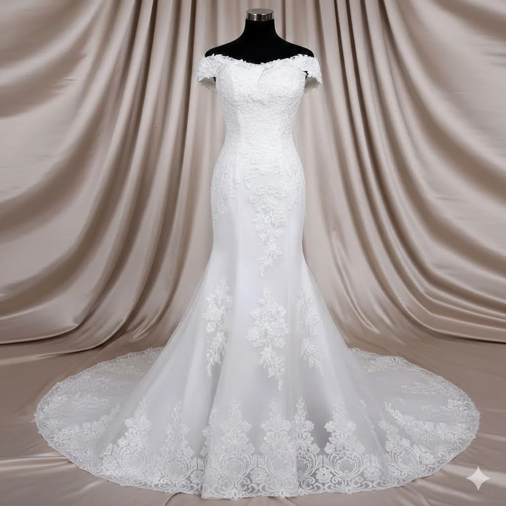 White Lace Wedding Dress Mermaid Style