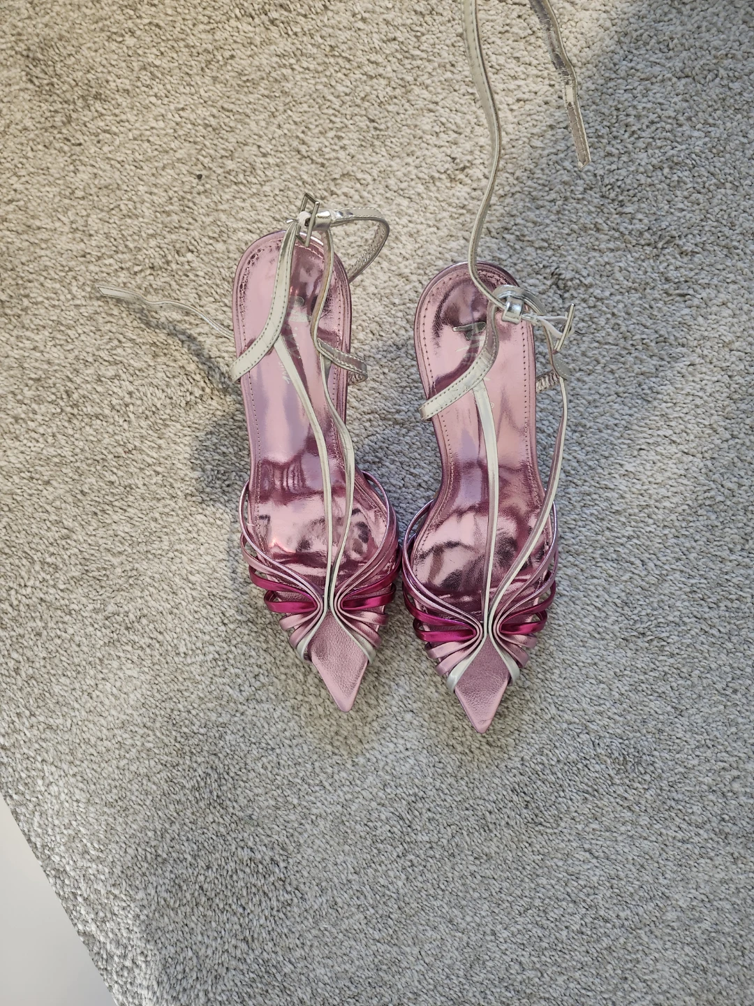 Women's Pink Metallic Strappy Heels - photo 3