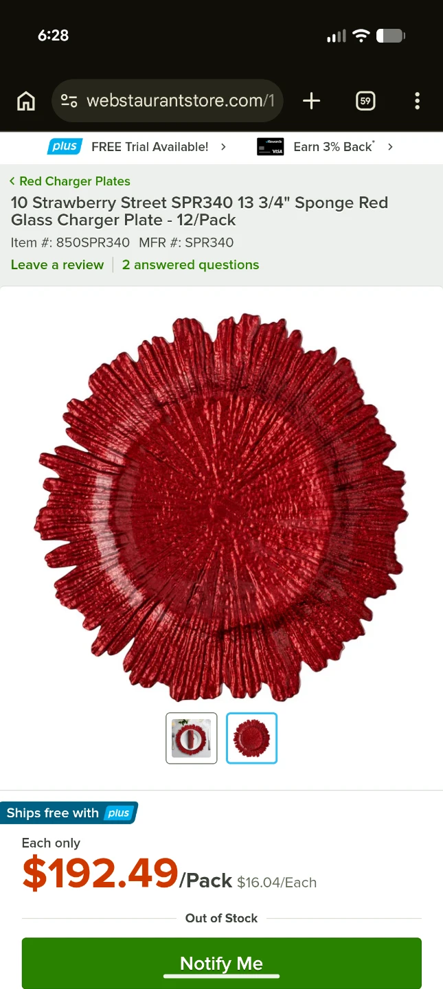 Strawberry Street Red Glass Charger Plates x4 🧡 - photo 3