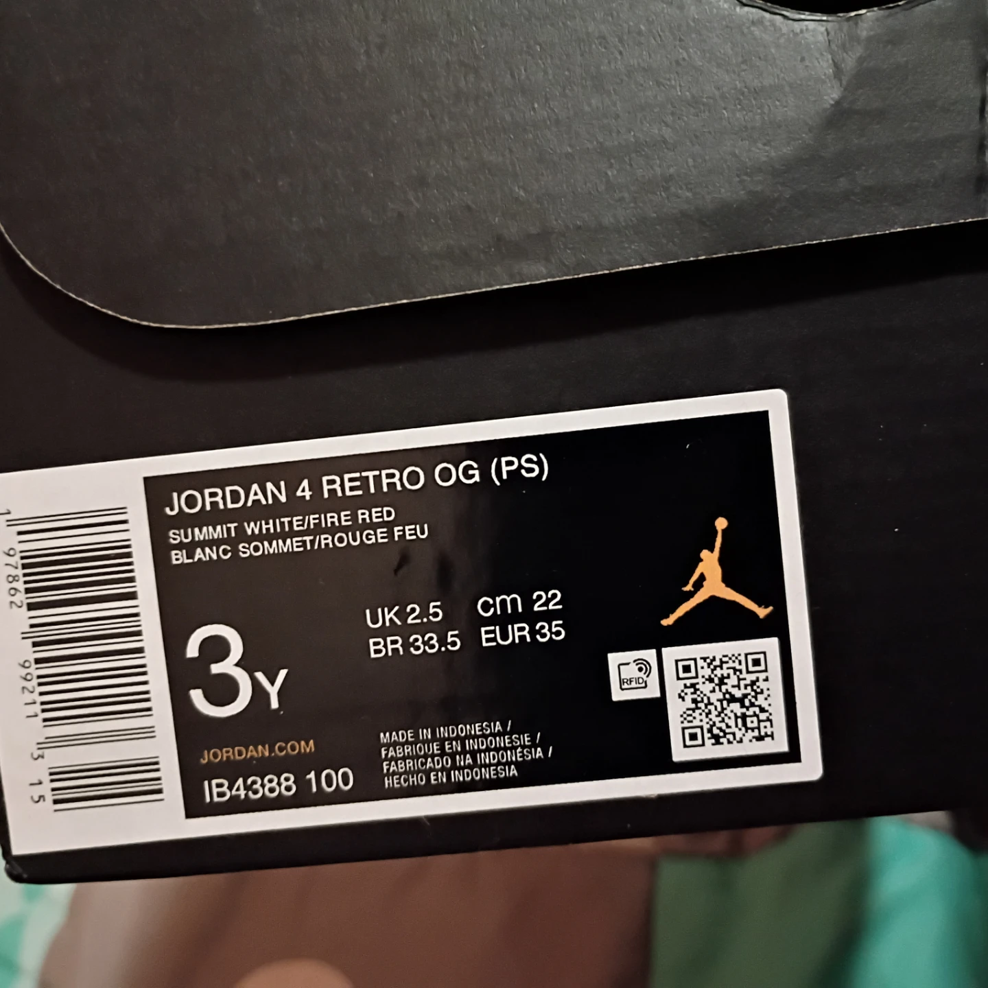 Jordan 4 Retro OG (PS) Shoes - Black/Red - Size 3Y - photo 2