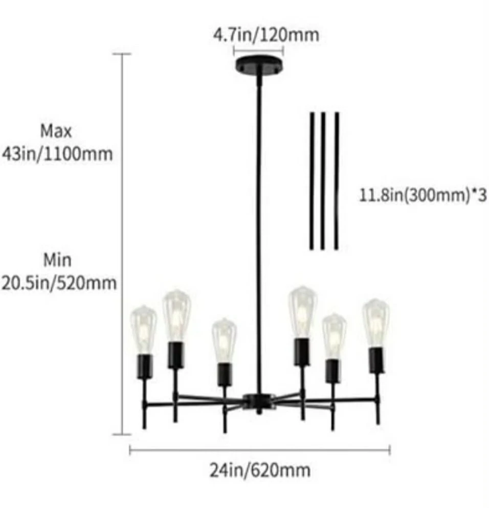 XILICON Black Sputnik Chandelier Vintage Metal Semi Flush ... - photo 3