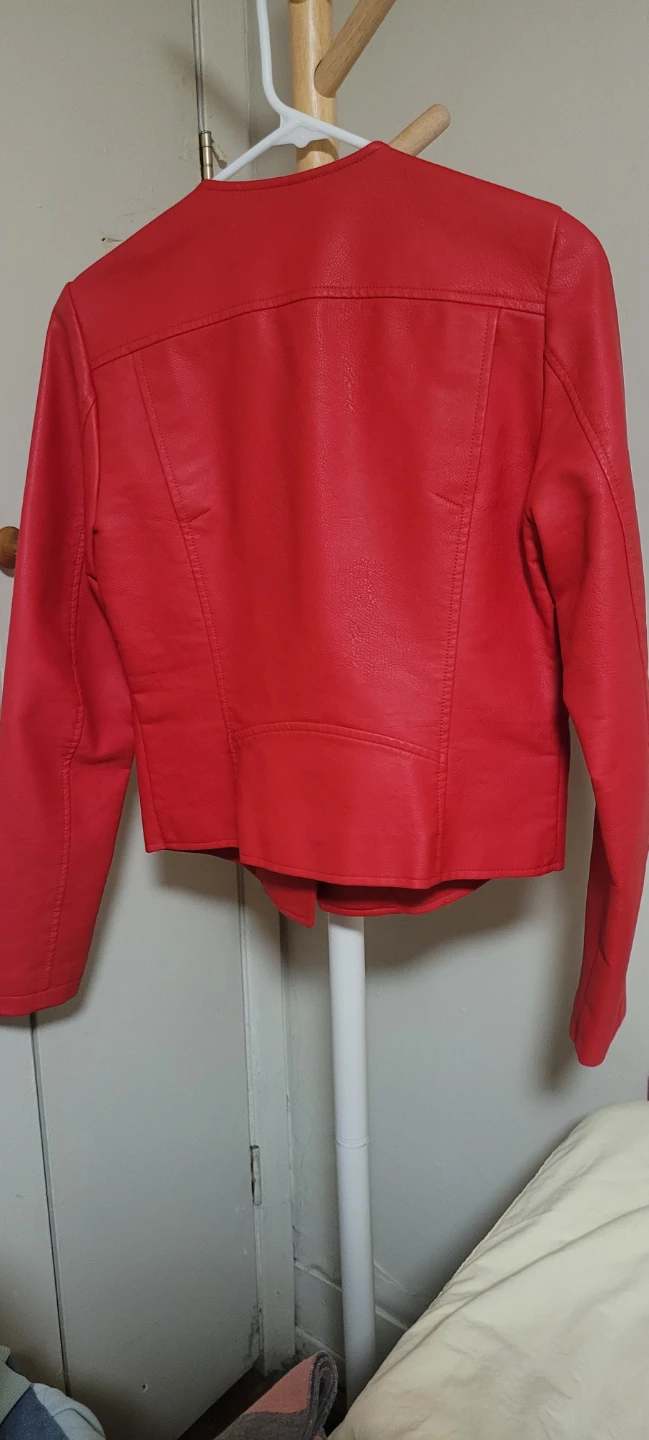 DYNAMITE Red Faux Leather Moto Jacket - P/S - photo 2