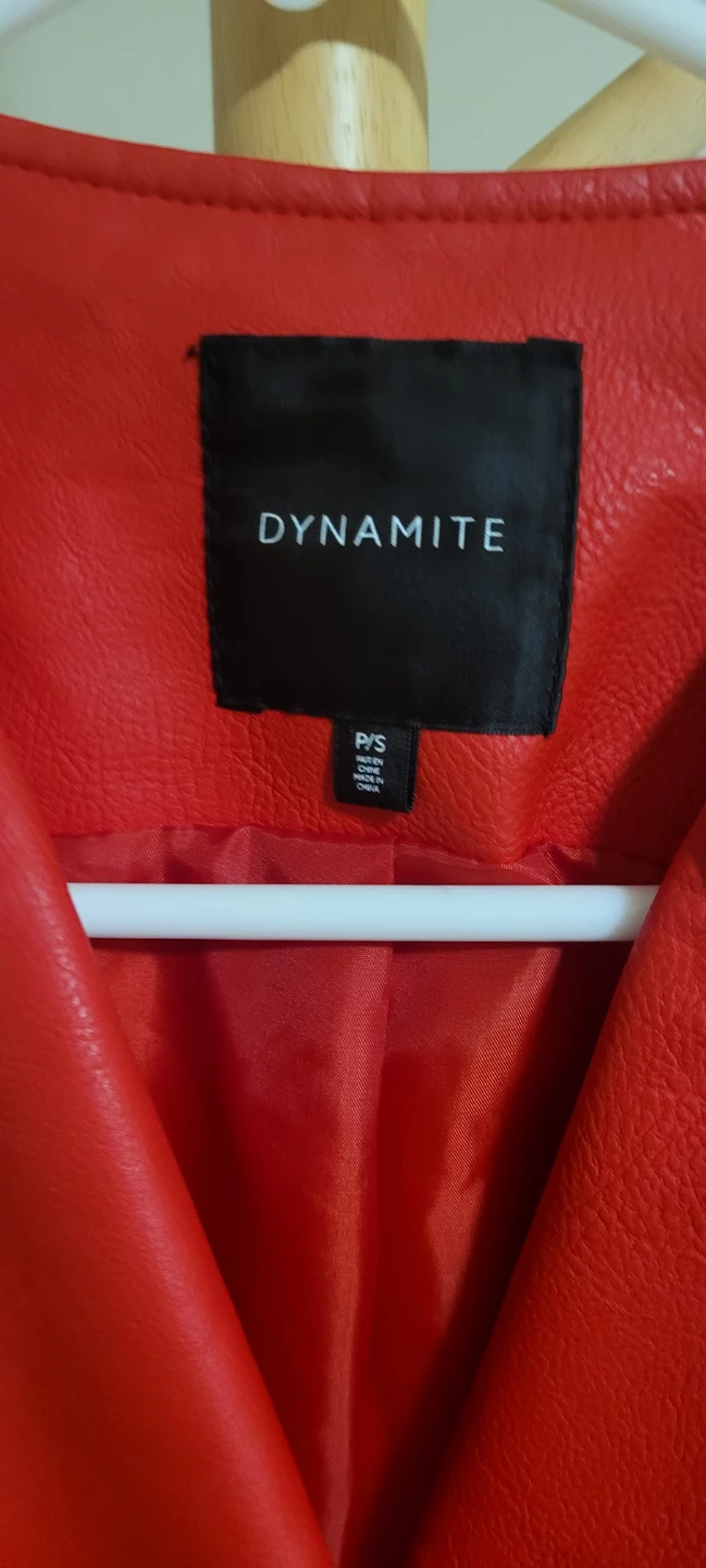DYNAMITE Red Faux Leather Moto Jacket - P/S - photo 3