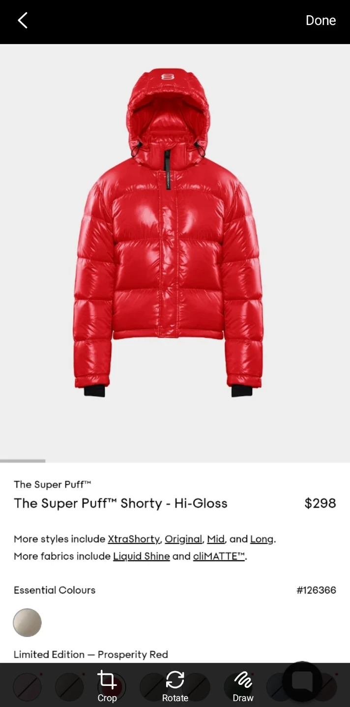 Super Puff Shorty Hi-Gloss Puffer Jacket Red XS