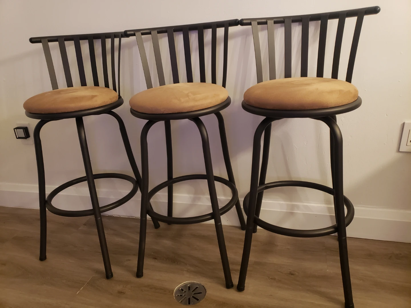 Set of 3 Swivel Bar Stools with Backs
