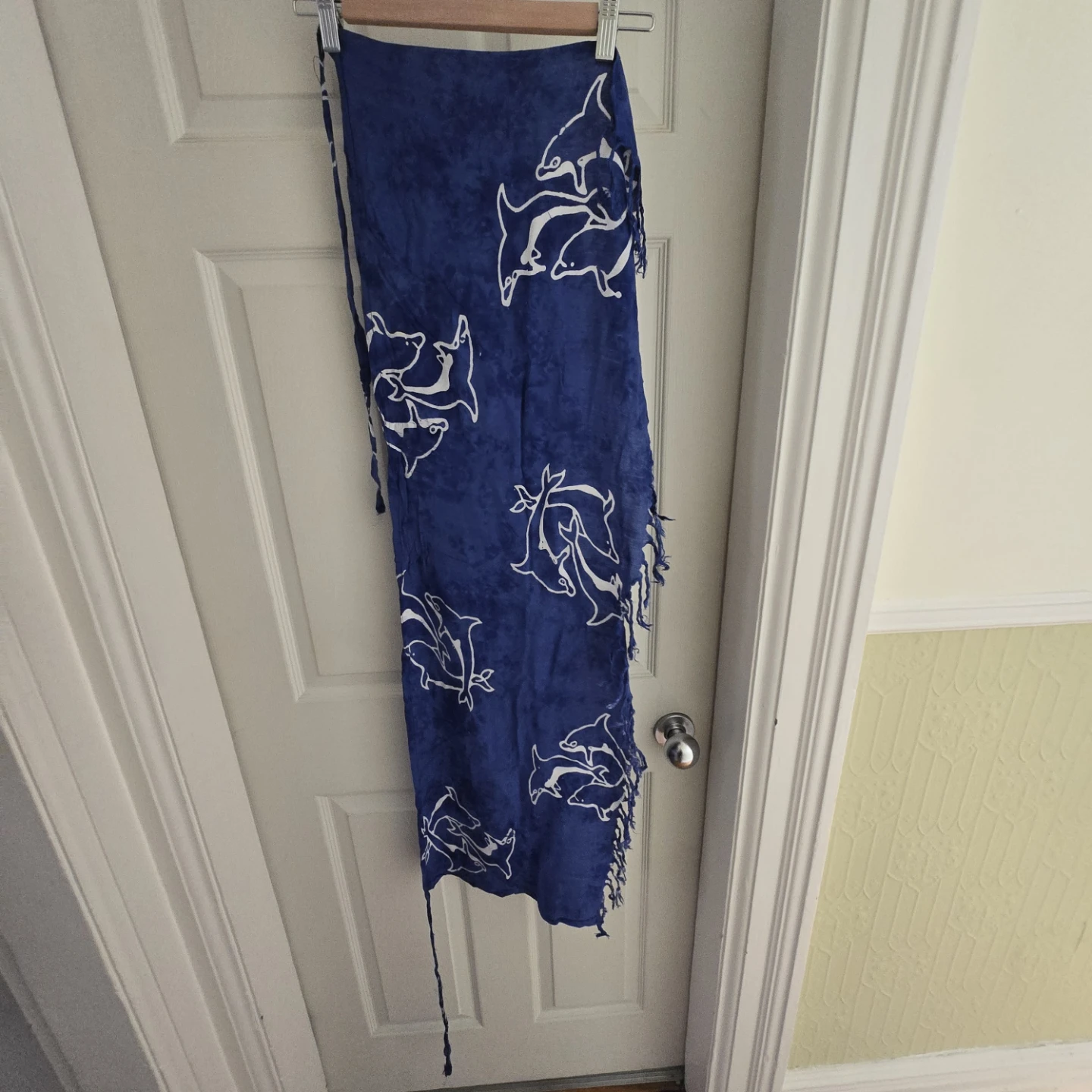 Blue Dolphin Print Sarong Cover-up with Fringe - photo 2