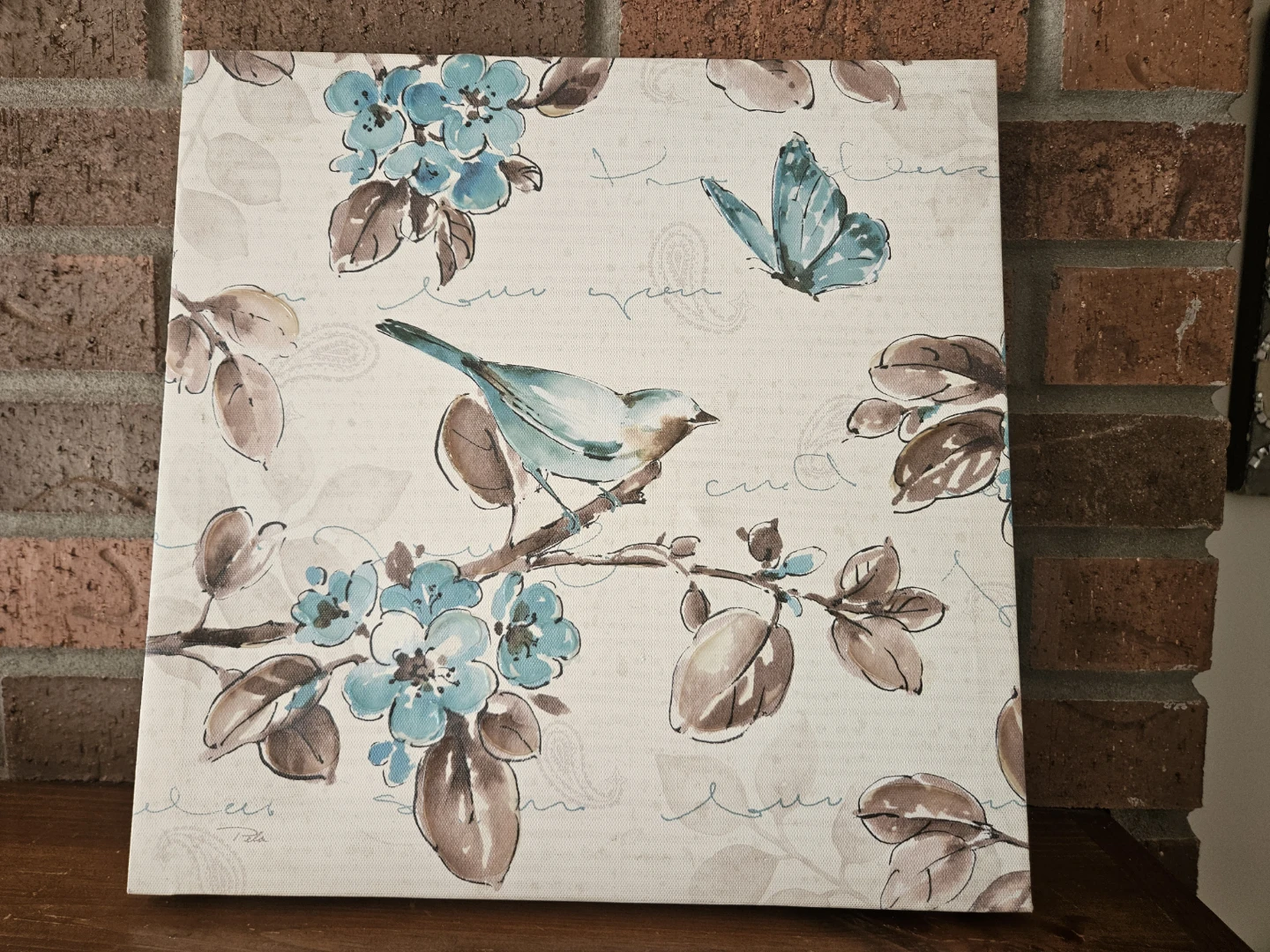 Canvas Wall Art with Bird and Butterfly Design
