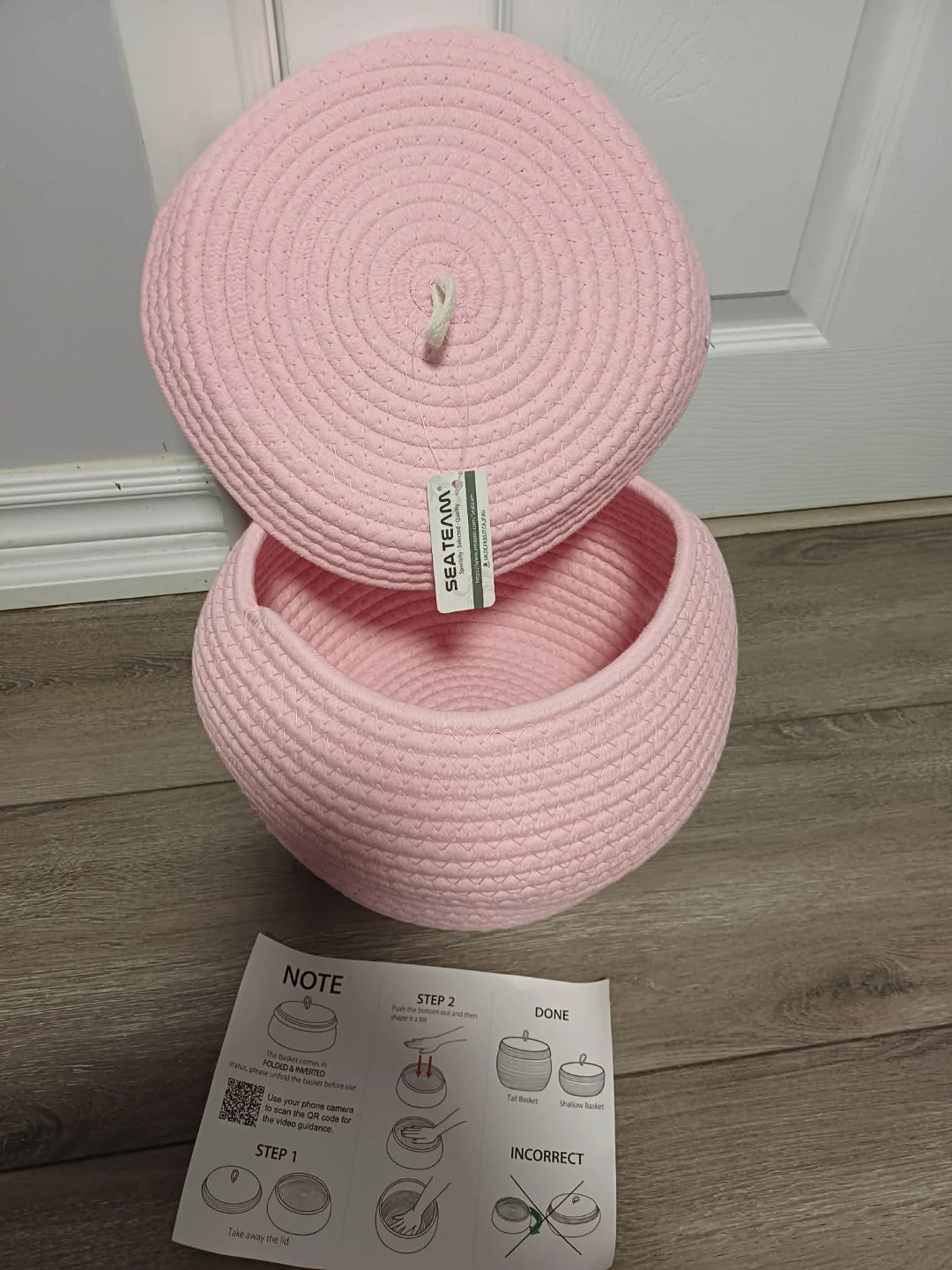 SEATEAM Rope Storage Basket with Lid - Pink - photo 5