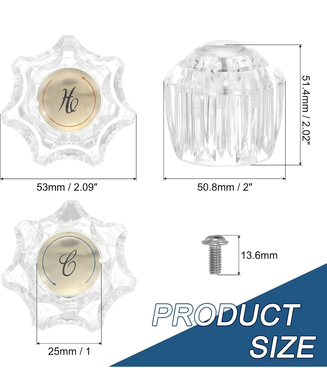 LDR Faucet Handles - Hot & Cold Clear Acrylic - photo 3