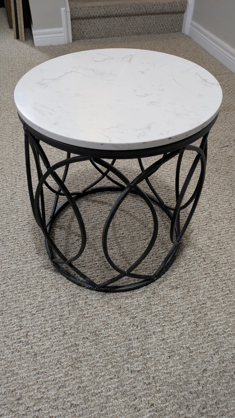 Round End Table with White Marble Top - photo 2