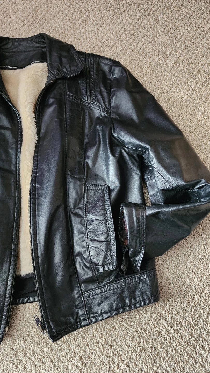 Black Leather Lined Jacket - photo 4