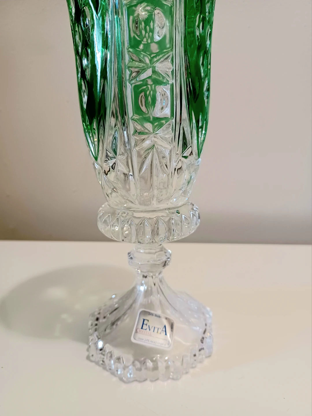 Rare German Evita Emerald Green Crystal Vase - photo 4