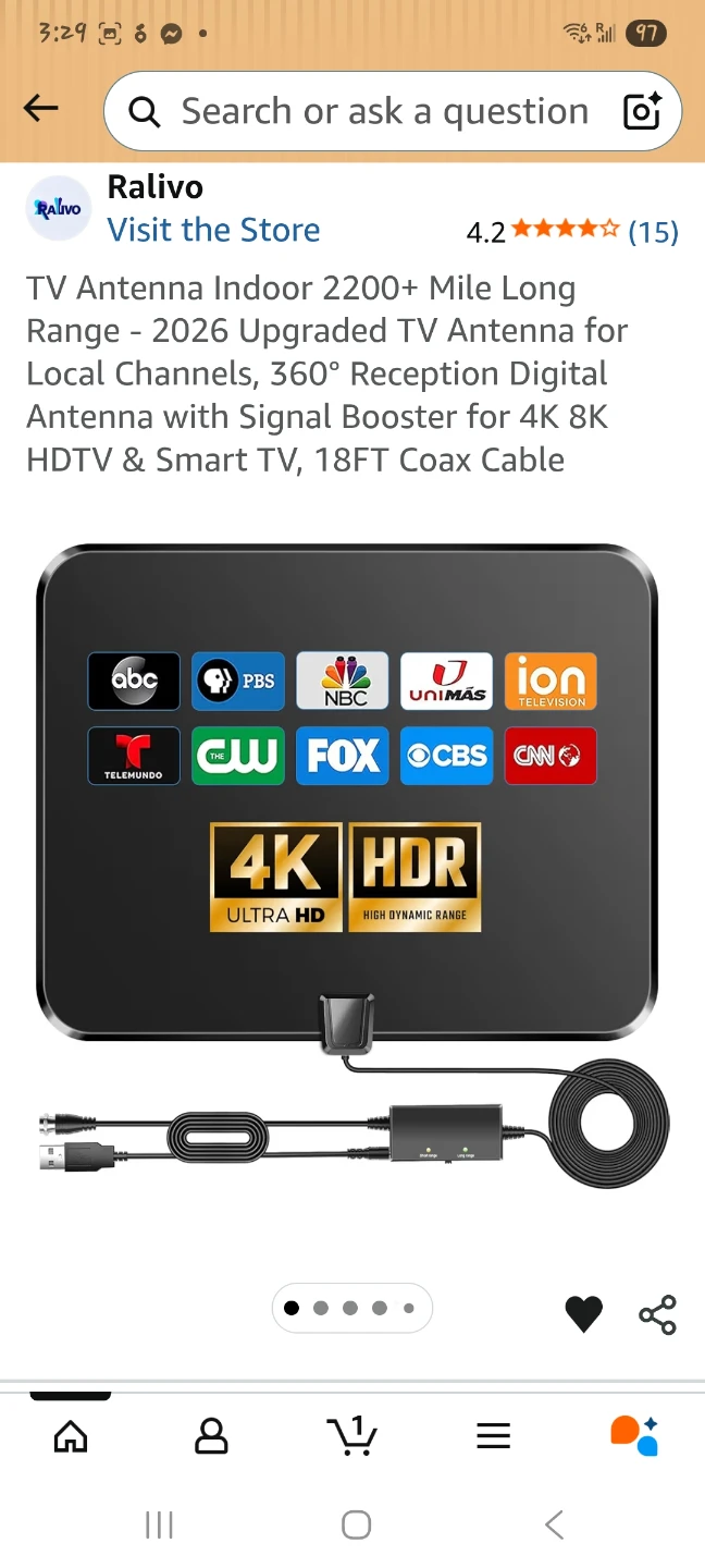 TV Antenna Indoor 2200+ Mile Range