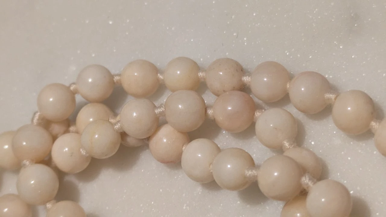 RARE Vintage Angel Skin Coral Silk String Necklace