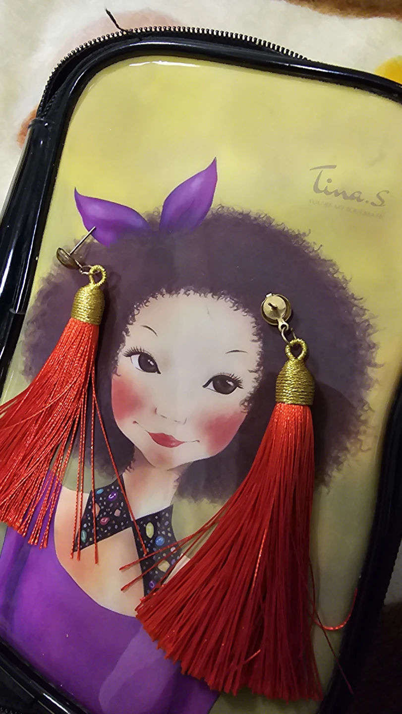 Tassel Earrings - Red and Pink