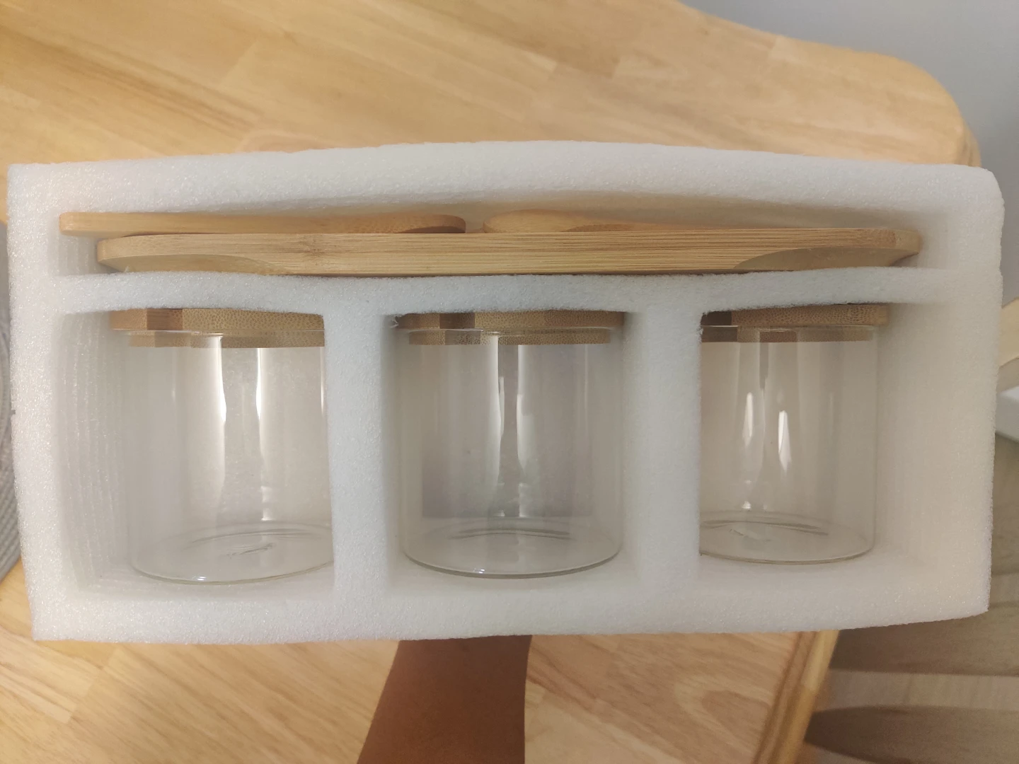 Glass Jars with Bamboo Lids and Spoons - Set of 3 - photo 3