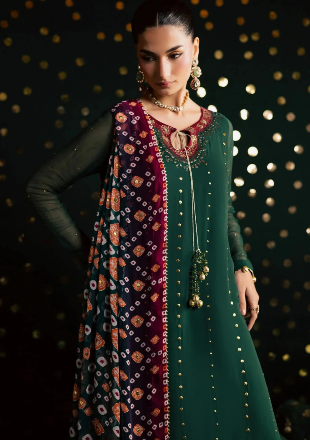 Women's Embellished Green Kurta with Dupatta - photo 4