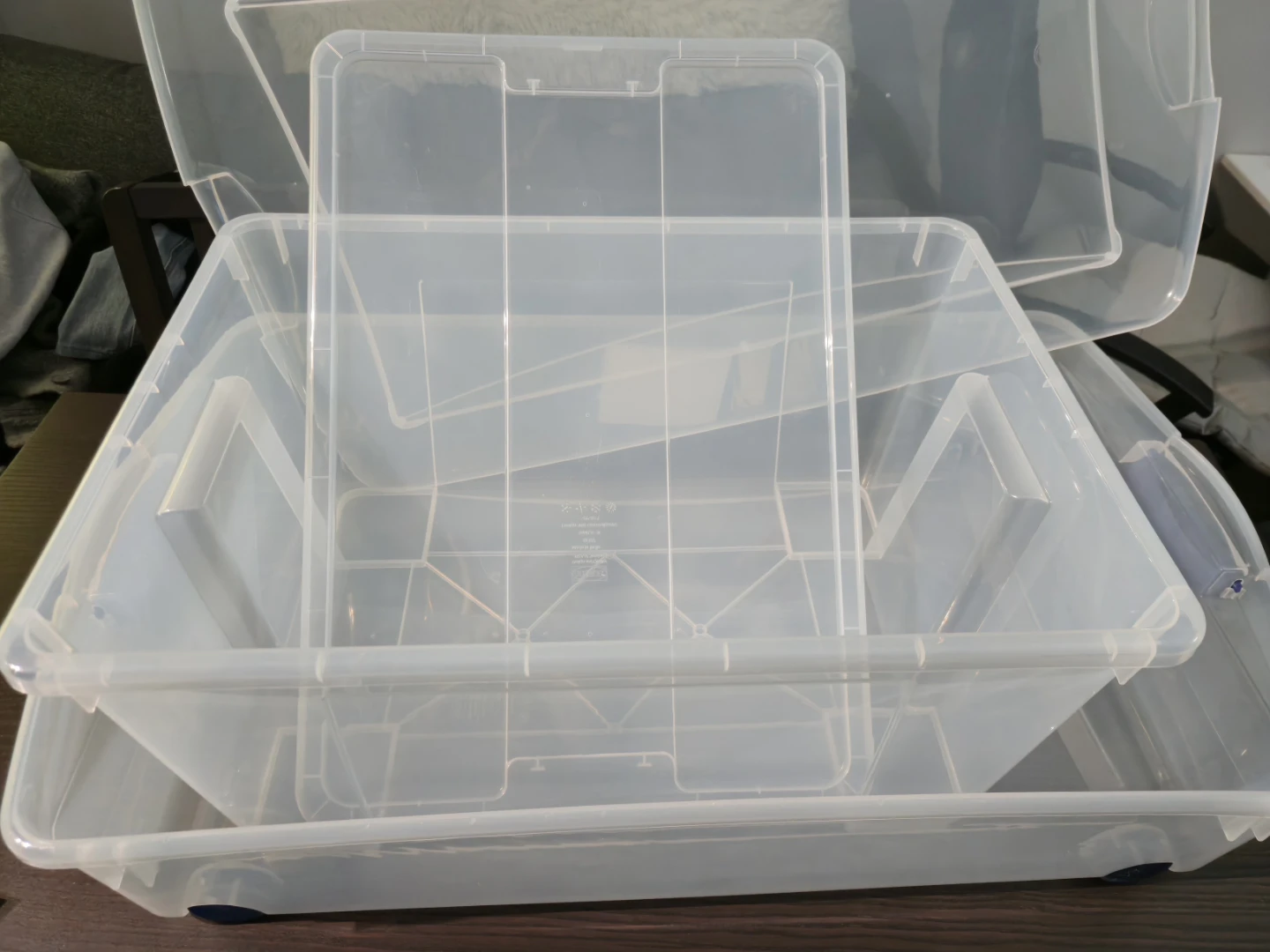 Clear Plastic Storage Totes with Lids (Set of 3) - photo 2