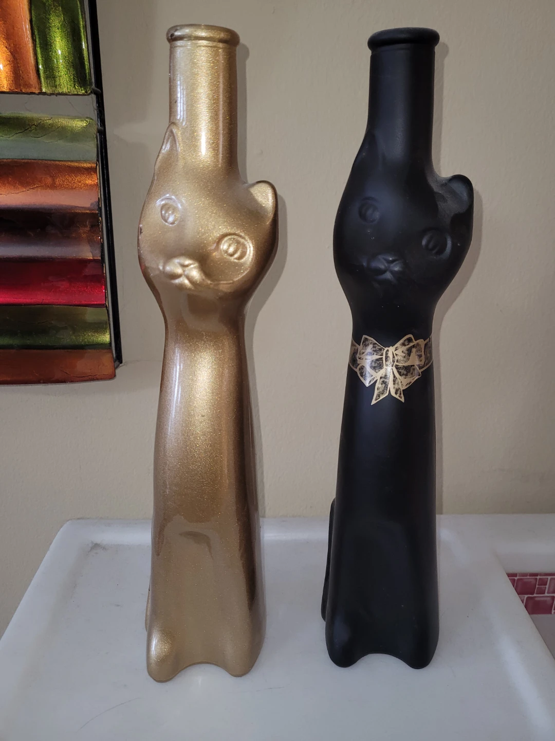 Moselland Cat Shaped Decorative Bottles Gold and Black