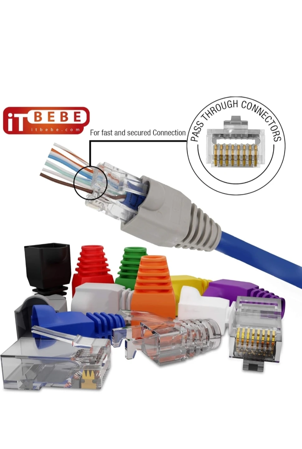 RJ45 Cat5 Cat5e Pass Through Connectors for 24 AWG Cables - photo 3