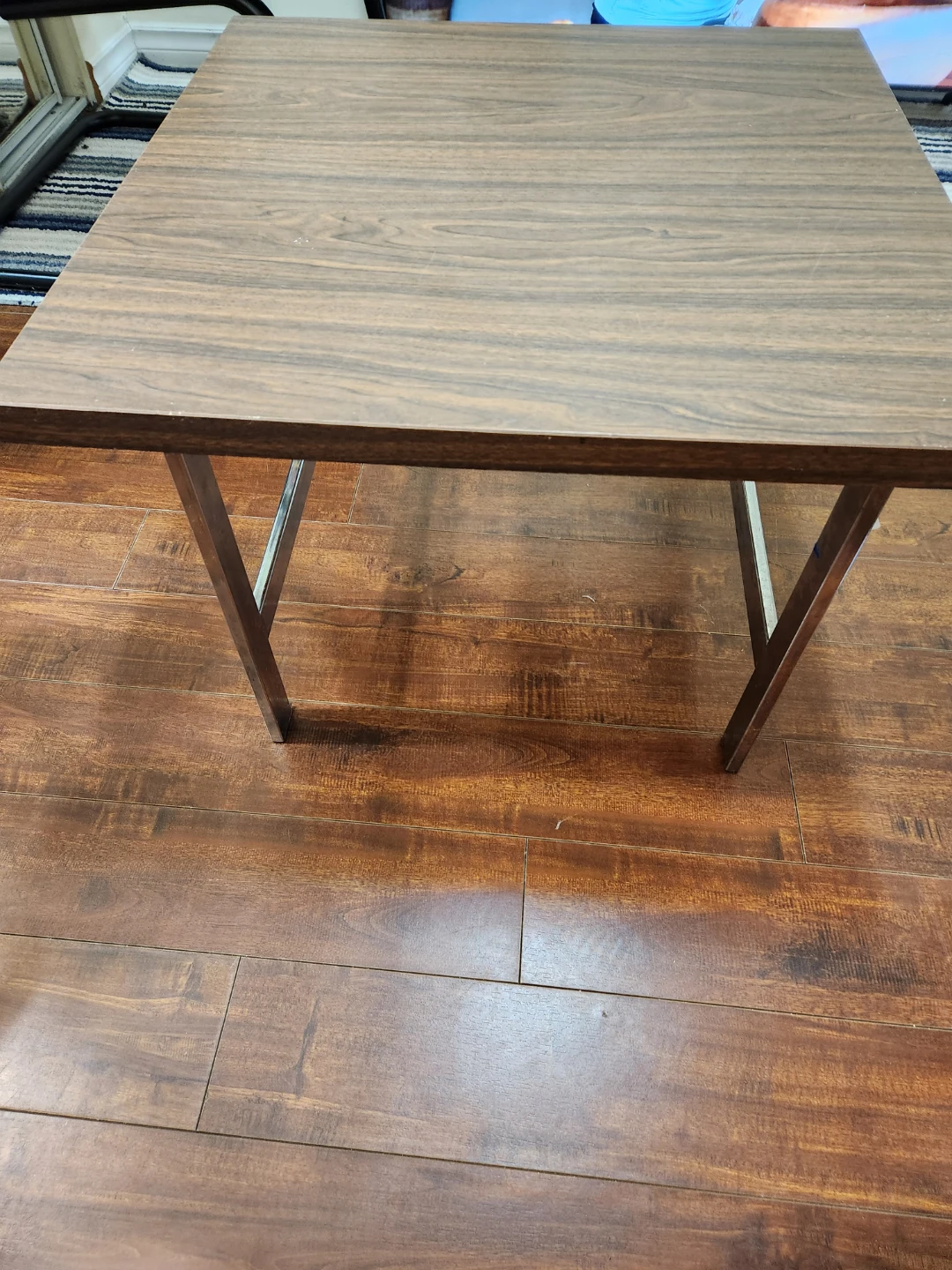 Wooden Top Side Table with Metal Legs