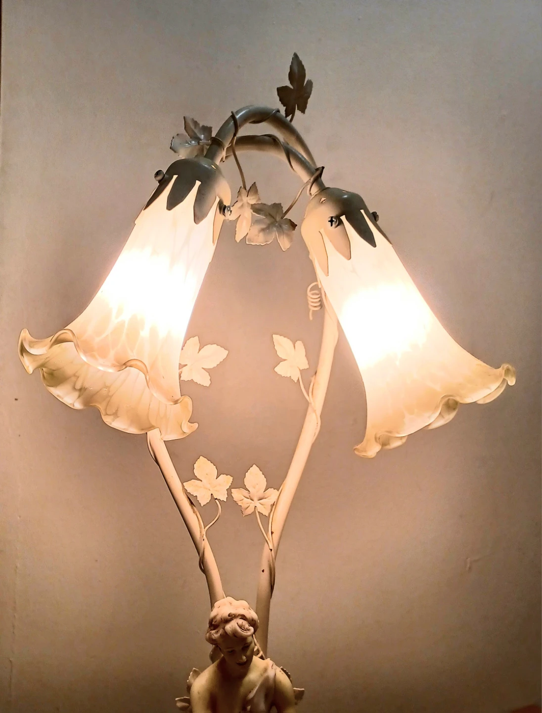 Vtg Art Nouveau Style Lovers Table Lamp - photo 4