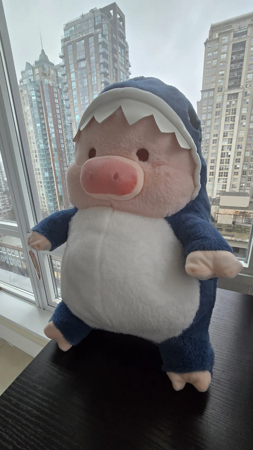 Plush Stuffed Animal Pig in Shark Costume