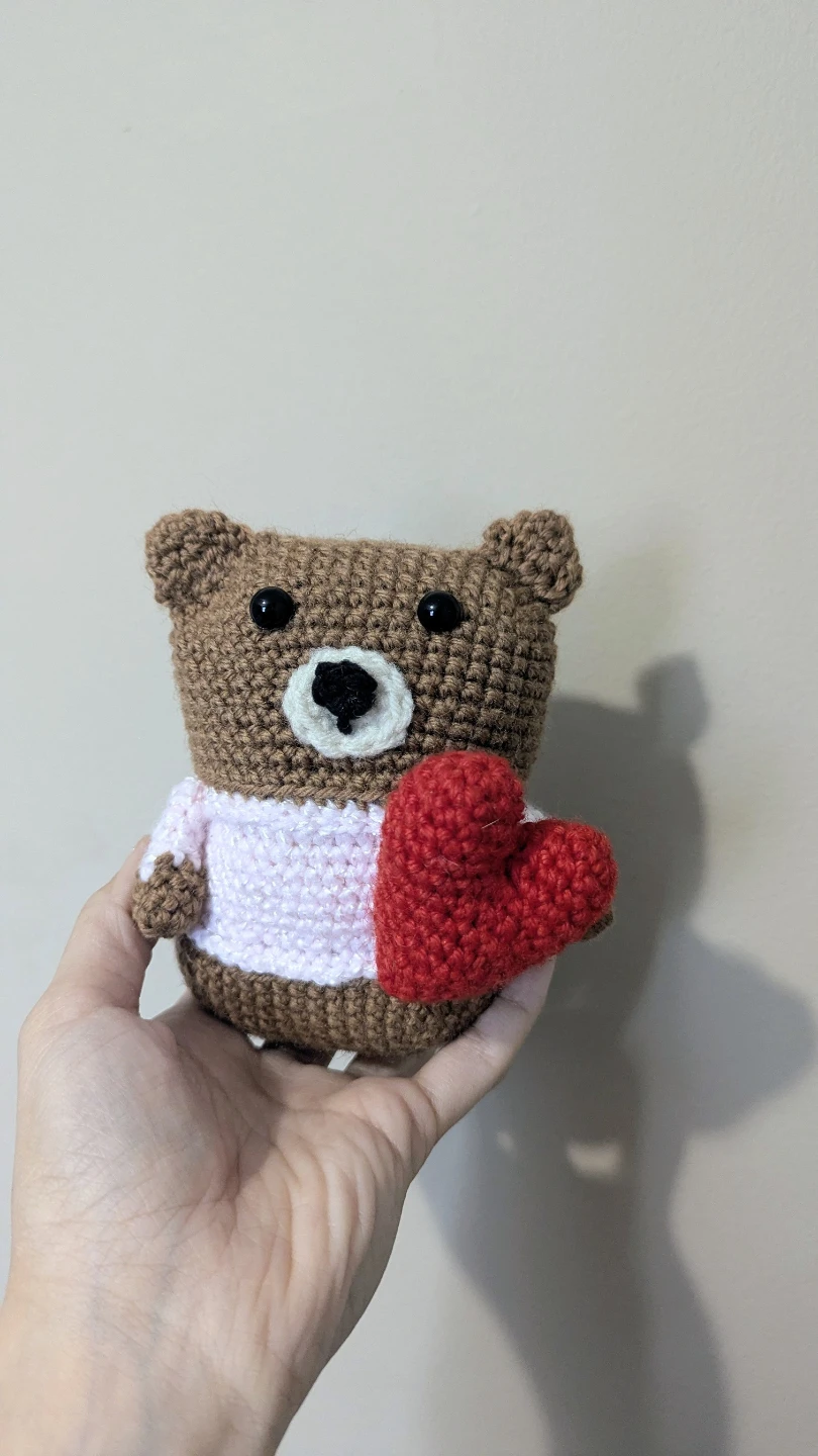 Hand-Crocheted Teddy Bear with Heart