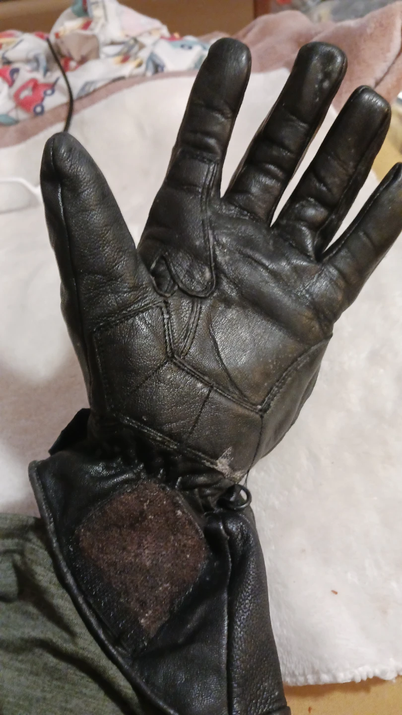 Black Leather Motorcycle Gloves - photo 3
