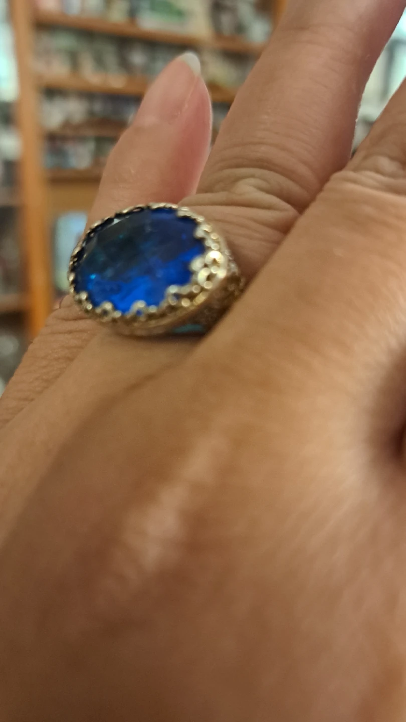 Oval Blue Gemstone Ring - photo 3