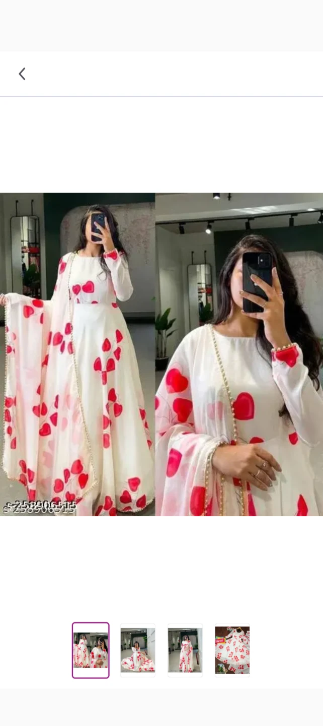 White Dress with Red Heart Pattern