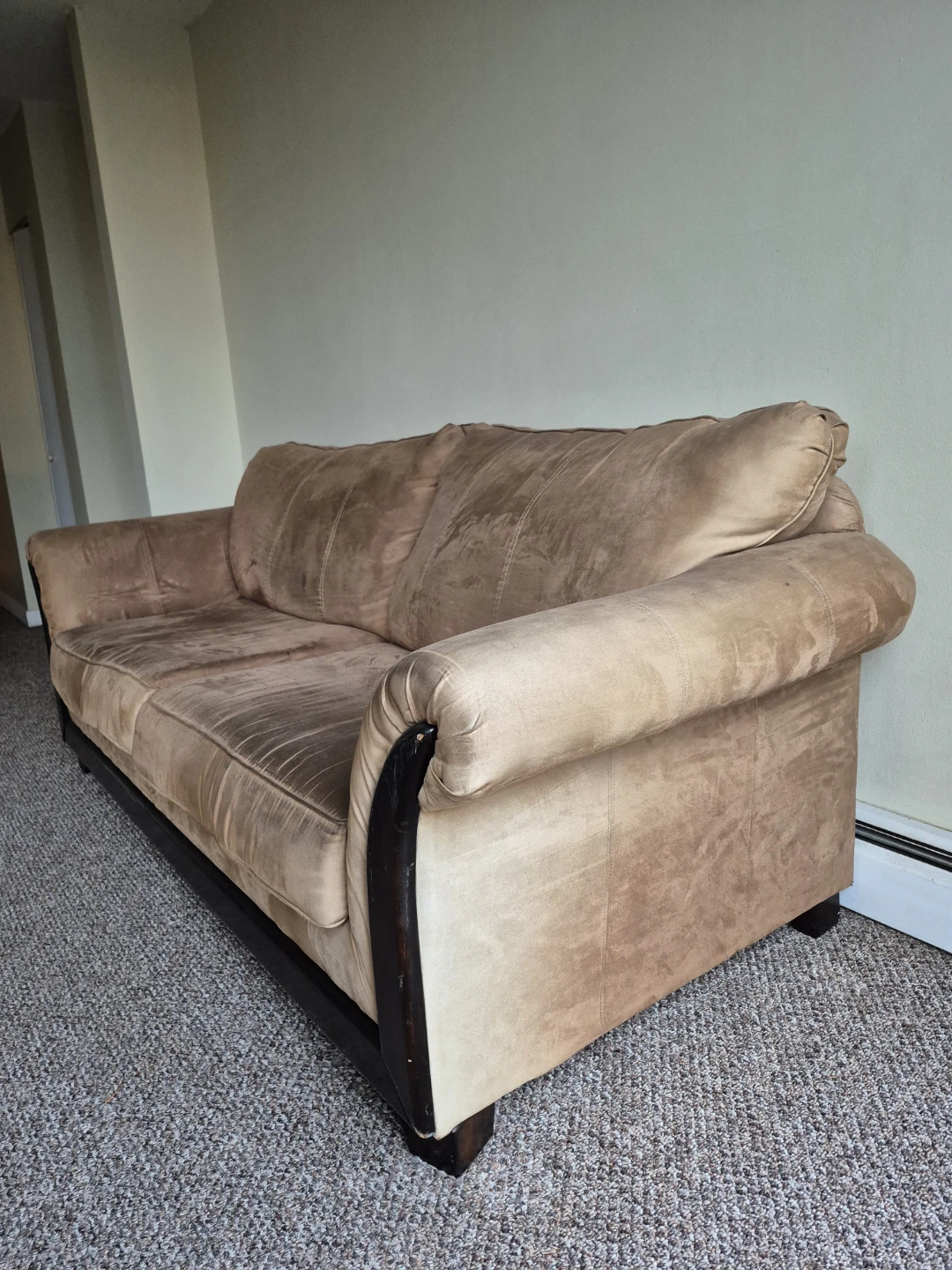 Tan Suede Sofa (delivery available) - photo 5