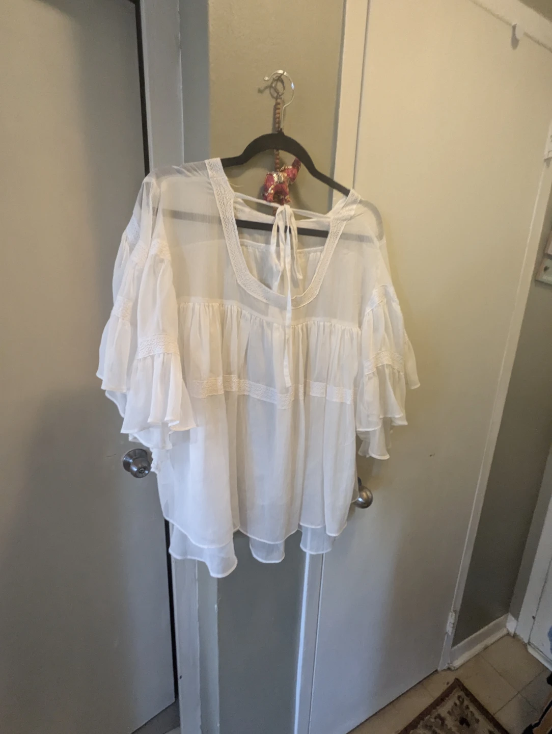 White sheer boho-style blouse