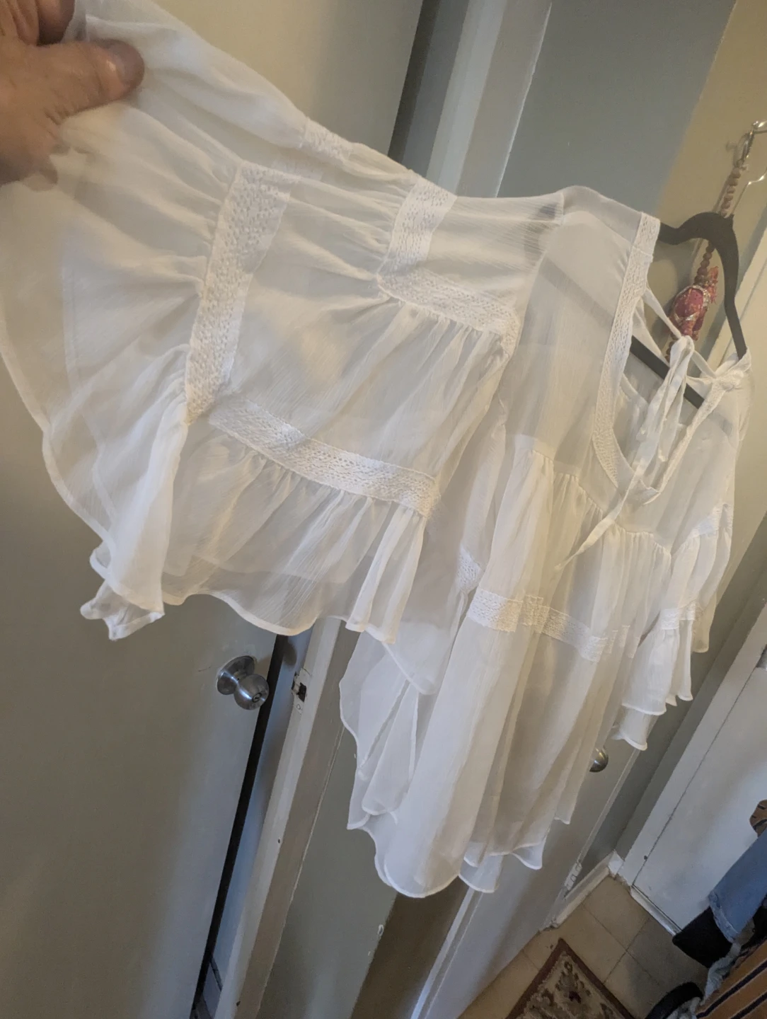 White sheer boho-style blouse - photo 3