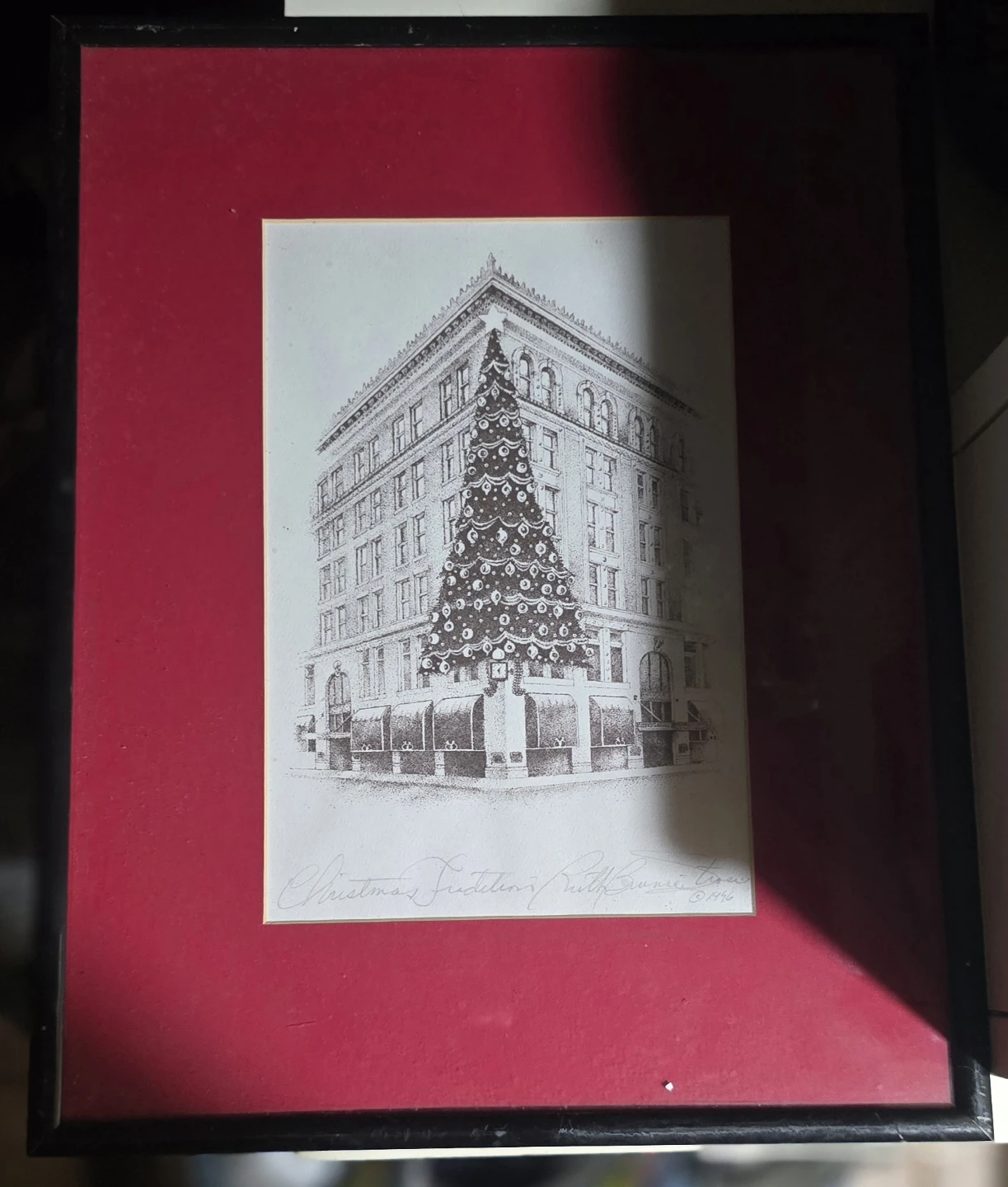 Vintage Christmas Tradition Lithograph Print by Ruth Banner