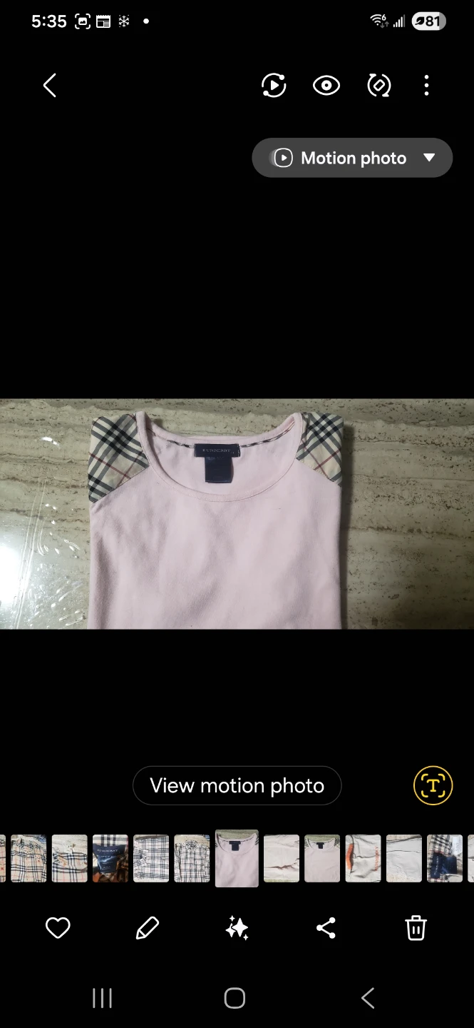 Burberry Pink T-Shirt with Nova Check Detail