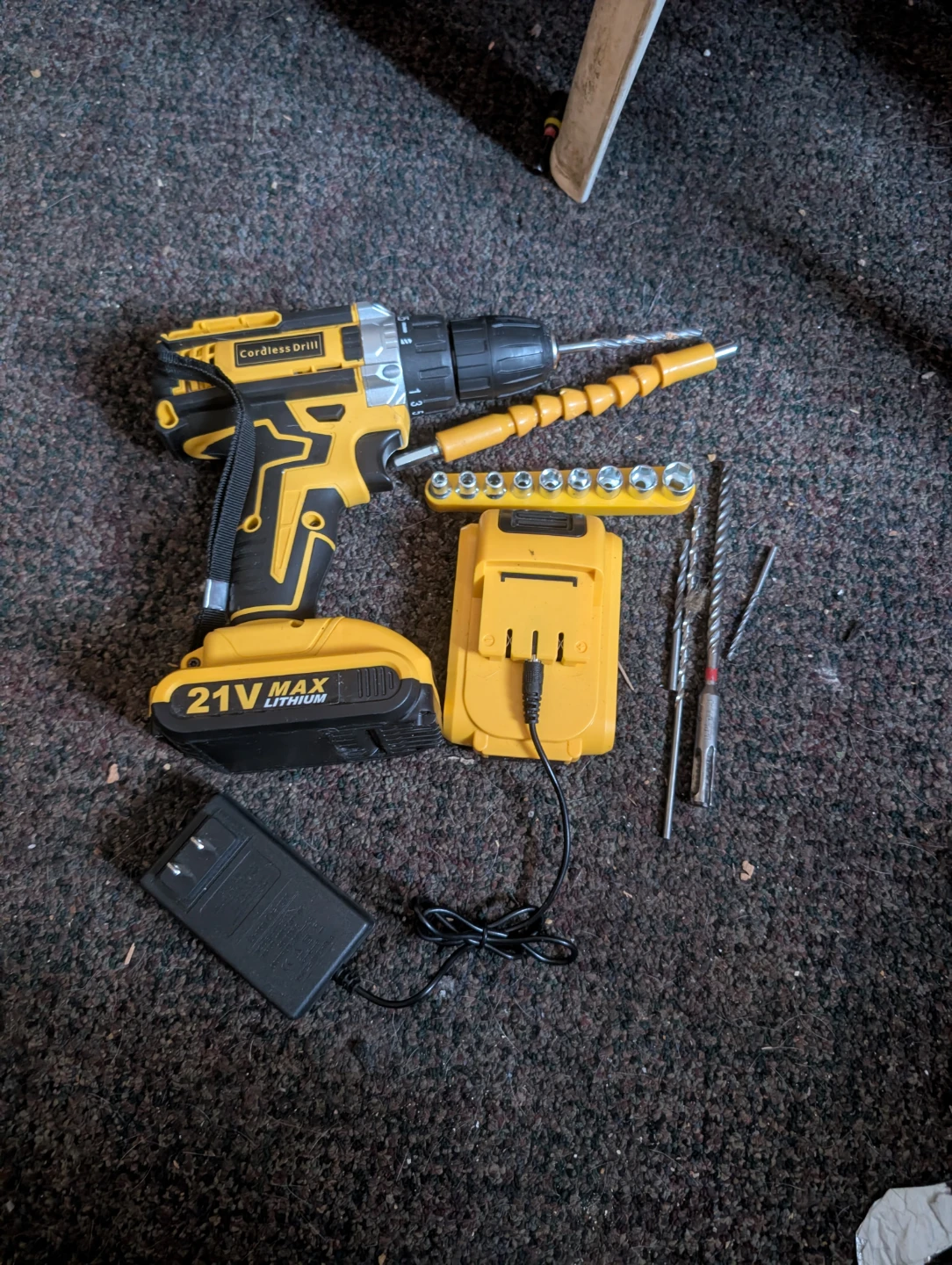 Yellow Cordless Drill with Accessories