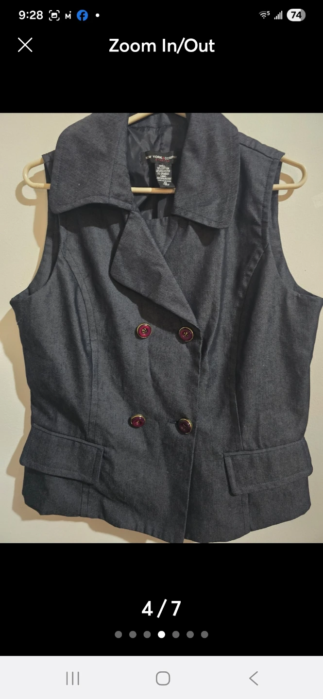 New York Company Sleeveless Double Breasted Vest