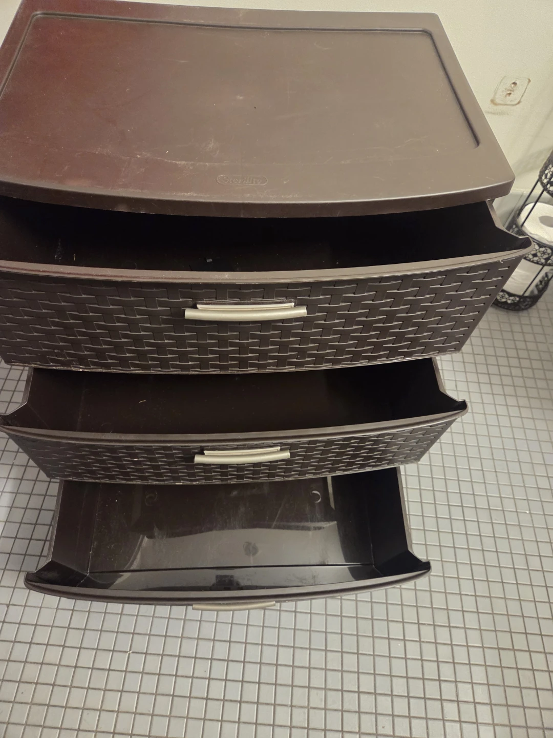 Dark Brown Plastic 3-Drawer Storage Unit - photo 3