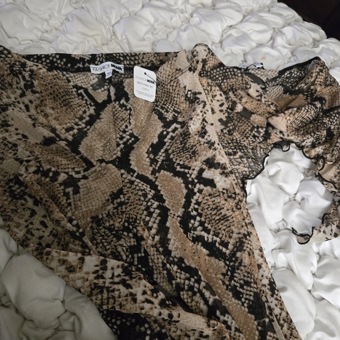 Fashion Nova Snake Print Mesh Maxi Set - photo 5